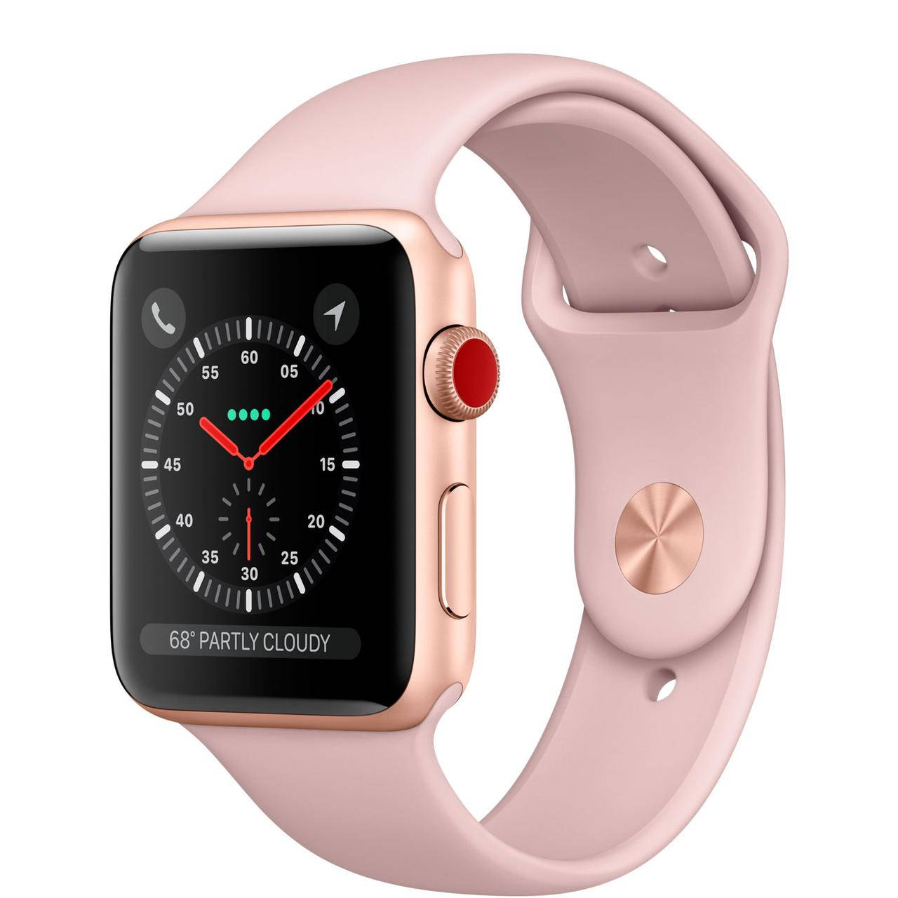 

Смарт-часы Apple Watch Series 3 GPS + Cellular 38mm Gold Aluminum Case with Pink Sand Sport Band (MQJQ2)