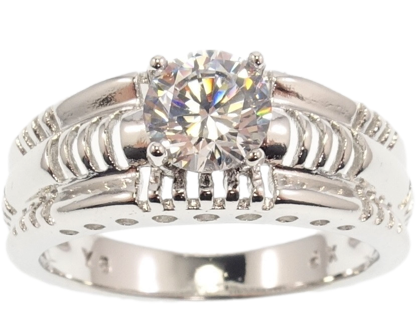 

Кольцо Xuping Родий "Фигурная шинка с вырезами и вставкой кристалл" р.17,17.5