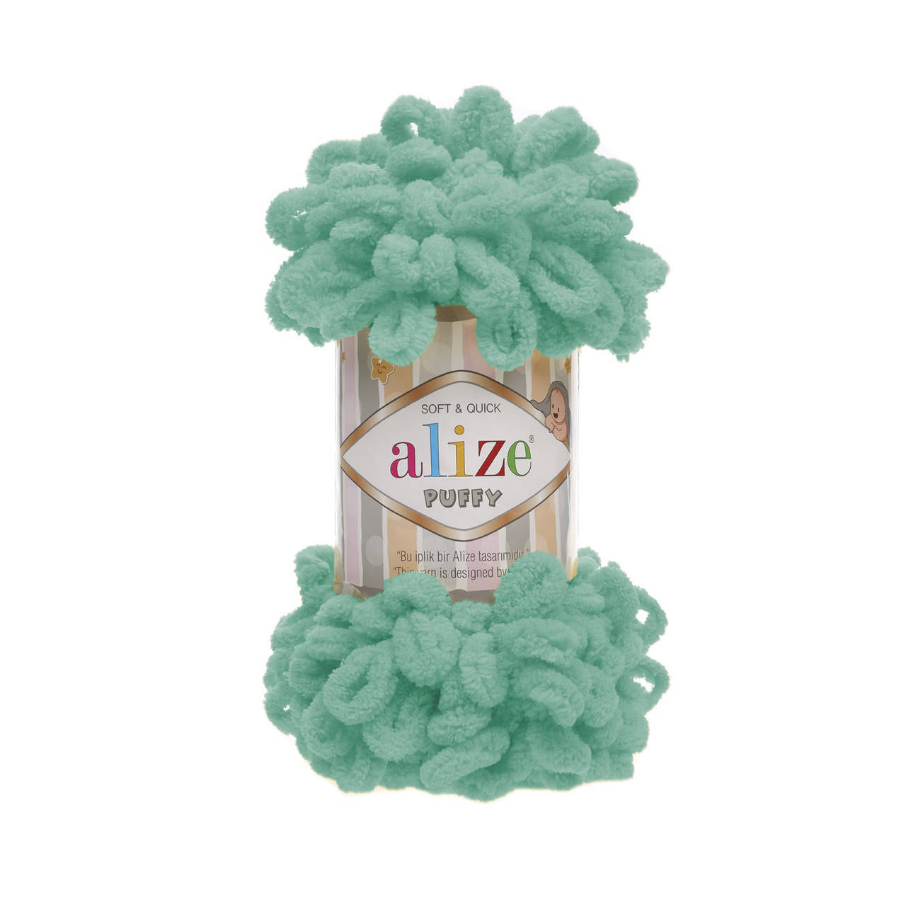 

Пряжа Alize Puffy 490 аква (Пуффи Ализе) для вязания без спиц руками