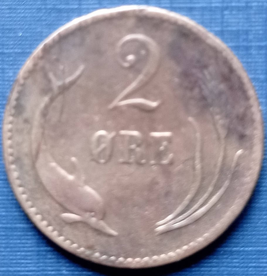 

Монета 2 эре Дания 1874 фауна дельфин