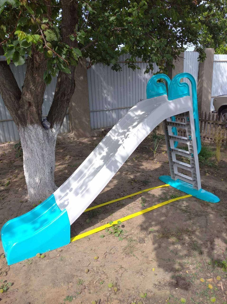 

Горка большая для катания детей (серая с бирюзовыми вставками) 243 см 014550/13 DOLONI