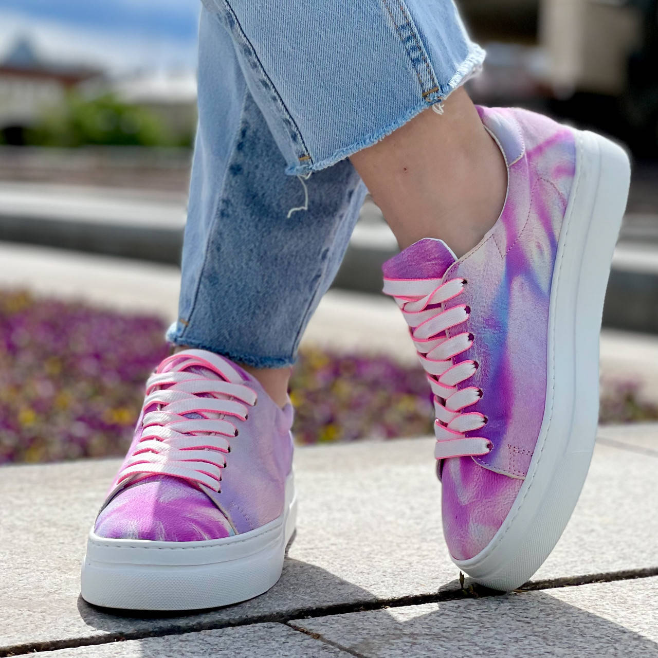 

Кеды Lab Milano кожаные на платформе розовые, Розовый