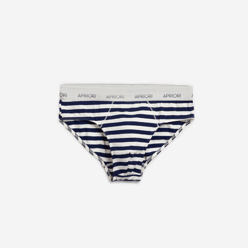 

Трусы фасона брифы APRIORI "Неви" в темно-синюю полоску, Белый