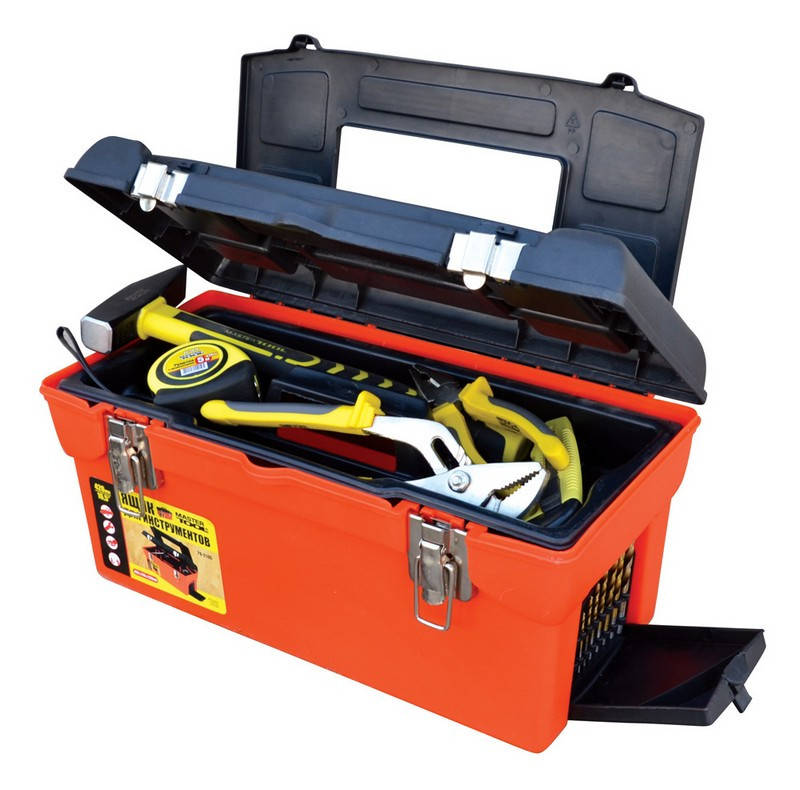 

Ящик для инструмента MASTERTOOL 16.5" (420х225х210 мм) металлические замки 79-2105