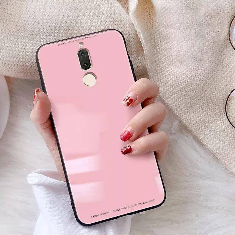 

Силиконовый чехол со Стеклянной крышкой для Huawei Mate 10 lite цвет Розовый