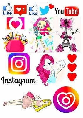 

Вафельна картинка для кондитерских виробів Likee, Instagram (лист А4) 39
