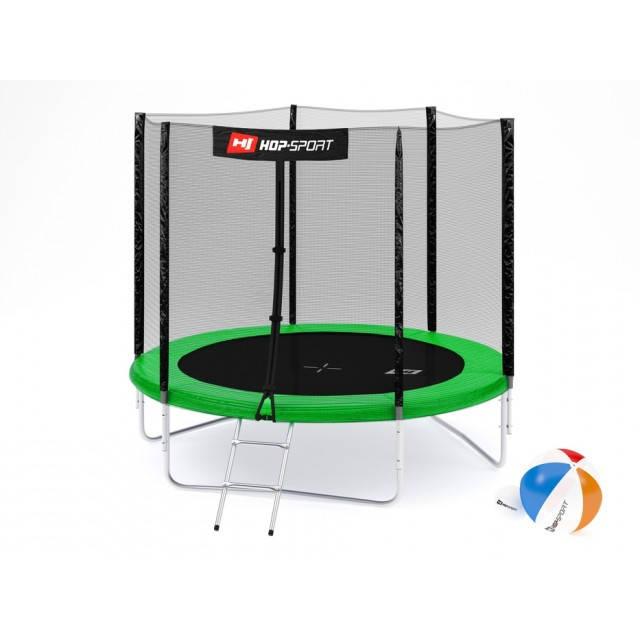 

Батут для прыжков с внешней сеткой + мячи в подарок 244 см Hop-Sport 8ft зеленый