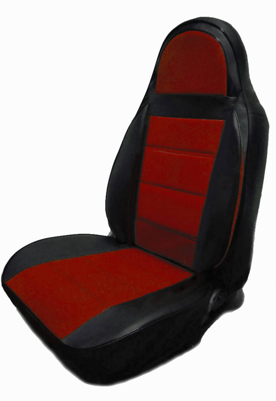 

Чехлы на сиденья Шкода Фабия (Skoda Fabia) (универсальные, кожзам, пилот) Черно-красный