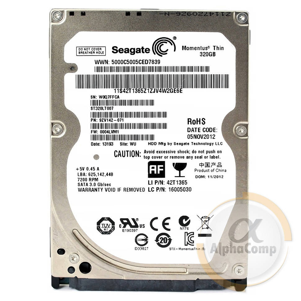 

Жесткий диск 2.5" 320Gb Seagate ST320LT007 (16Mb • 7200 • SATAII) БУ