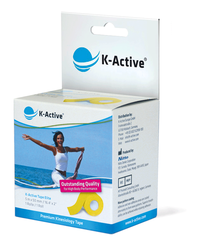 

Кинезио тейп для чувствительной кожи K-active Elite, 5м, желтый