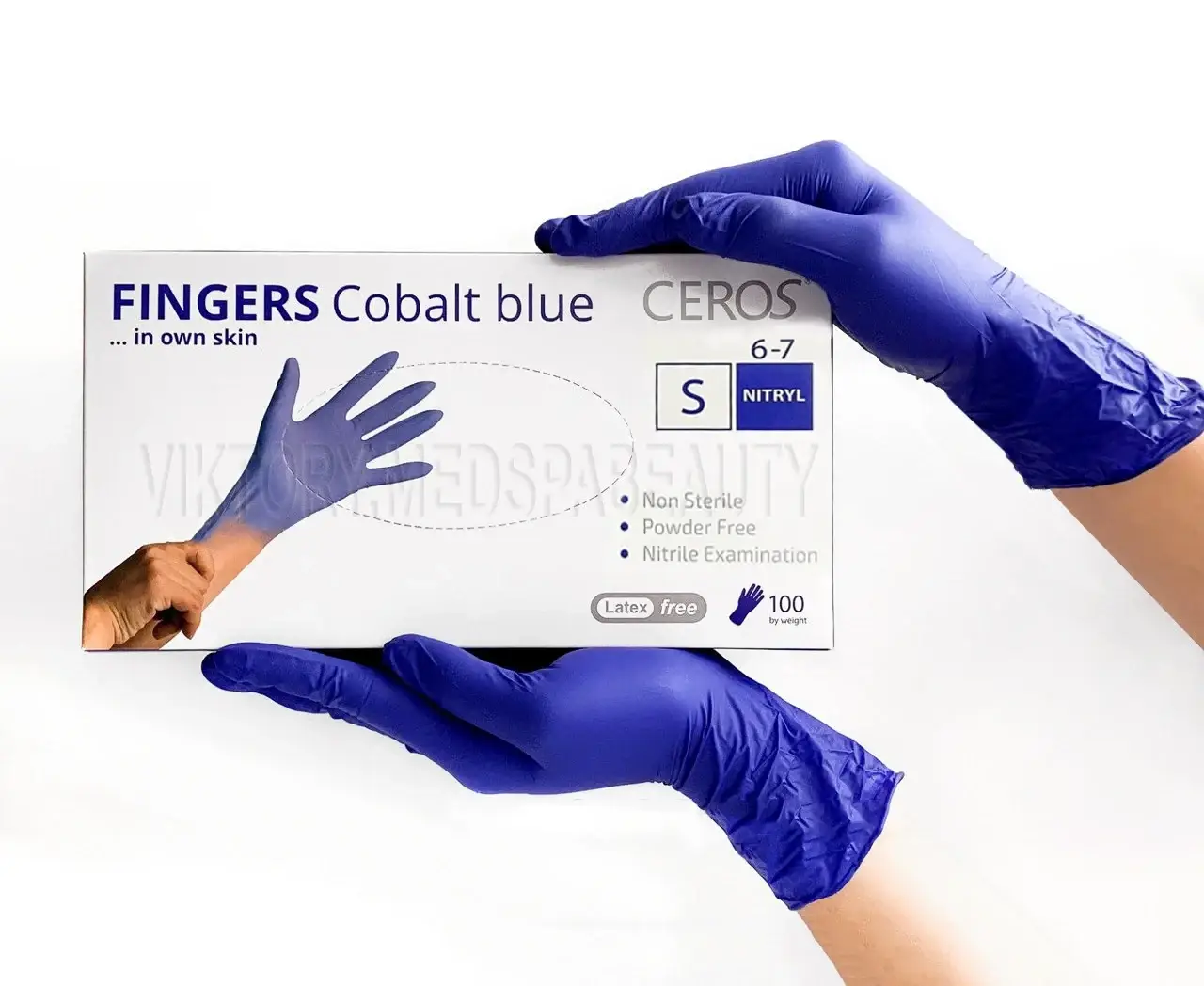 

Рукавички нітрилові S нестерильні неприпудрені CEROS® "FINGERS Cobalt Blue", Кобальт