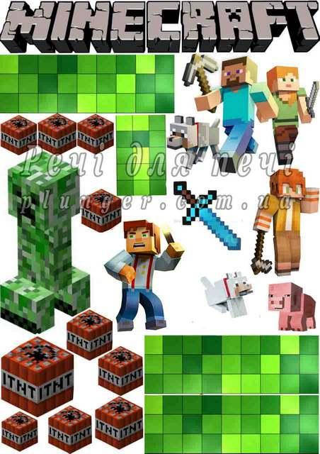 

Вафельная картинка для маффинов, топперов, пряников "Minecraft" (лист А4)