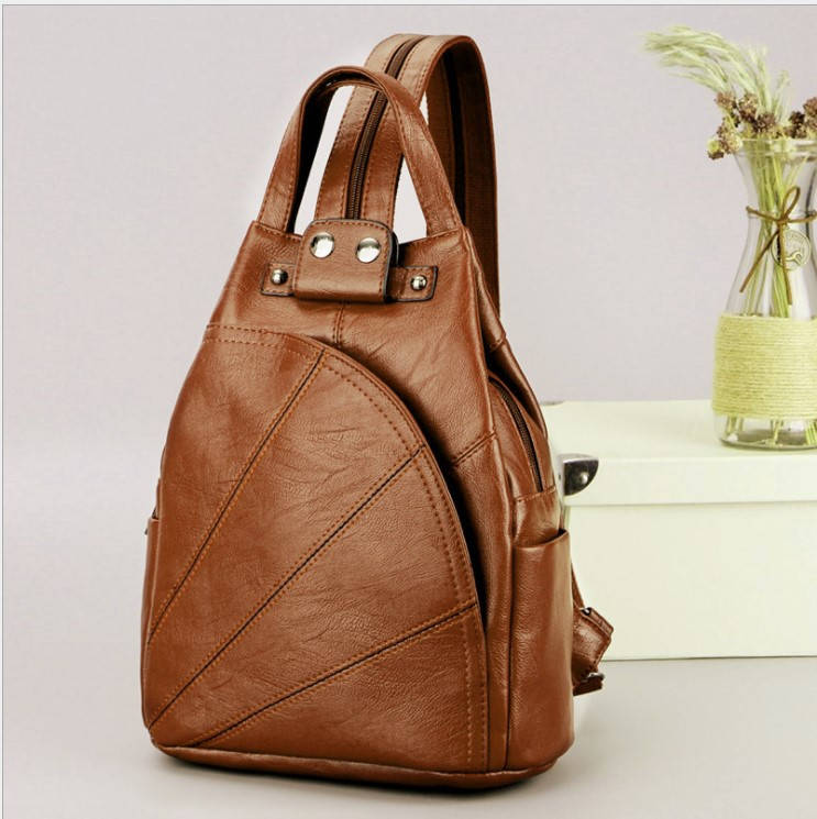 

0543 Рюкзак натуральная кожа женский коричневый