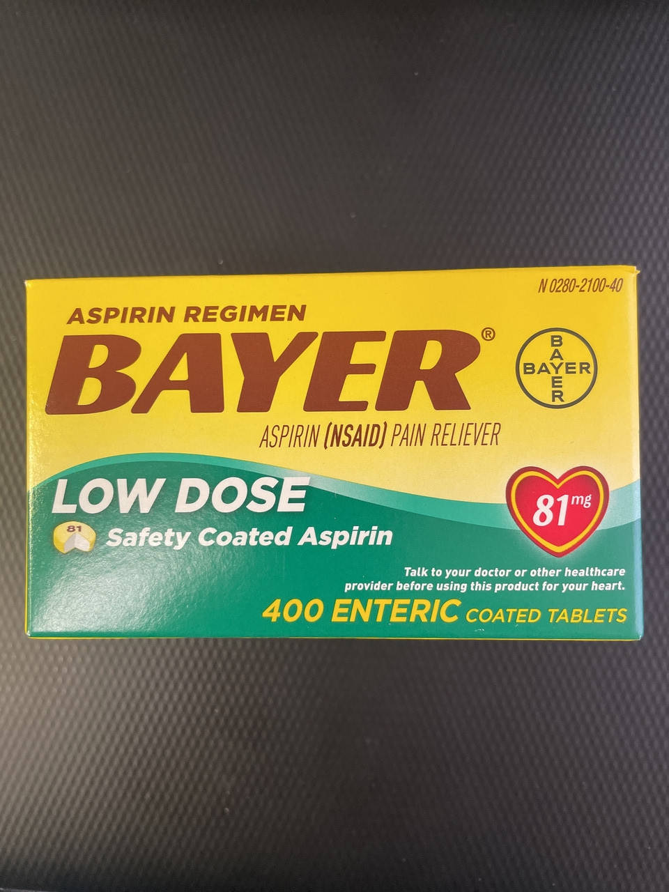 

Аспирин сердечный Bayer Aspirin Low Dose 81 mg 400 таблеток