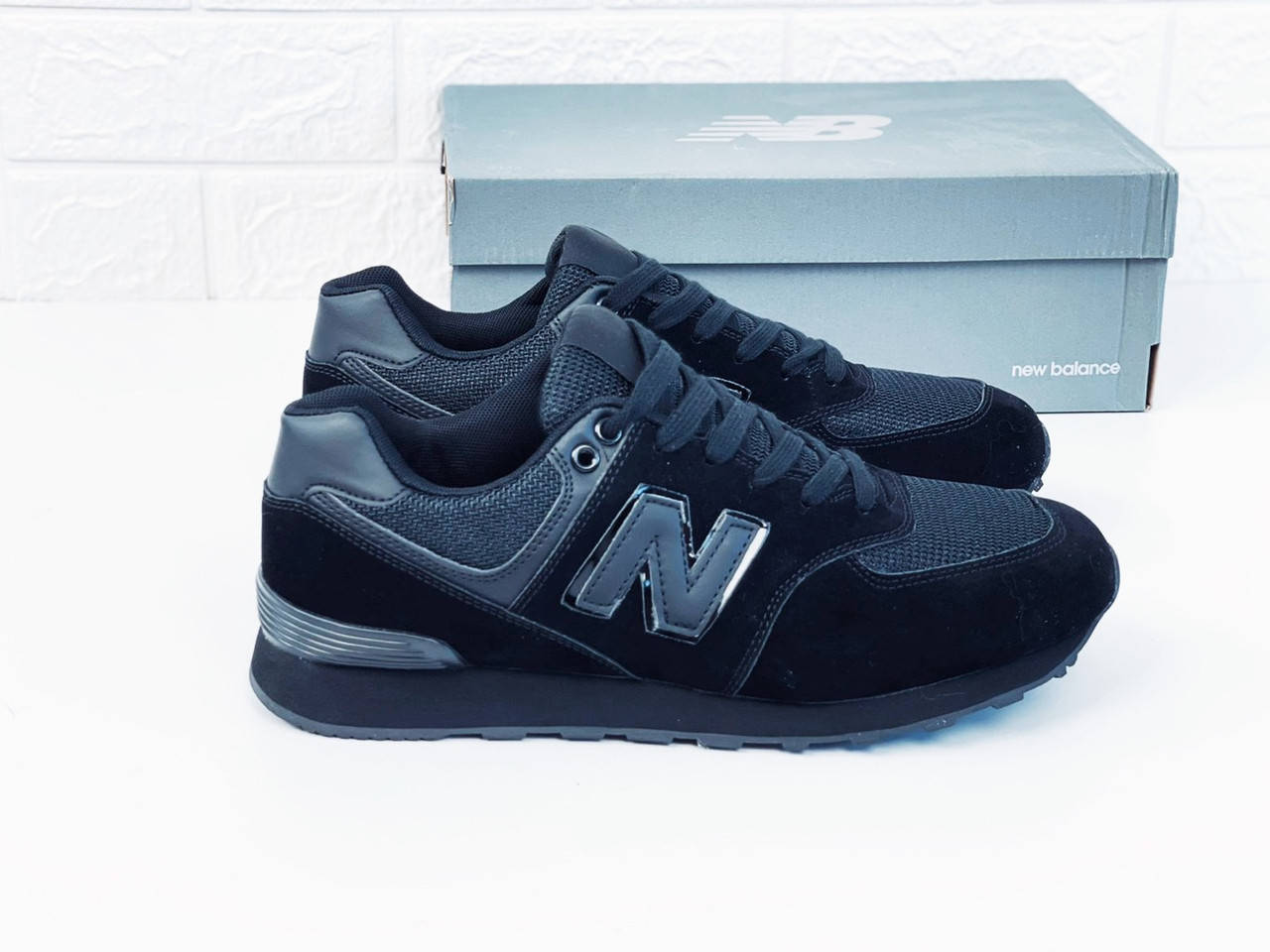 

Кроссовки мужские new balance 574 all black кросовки нью баланс нью беланс 45, Черный