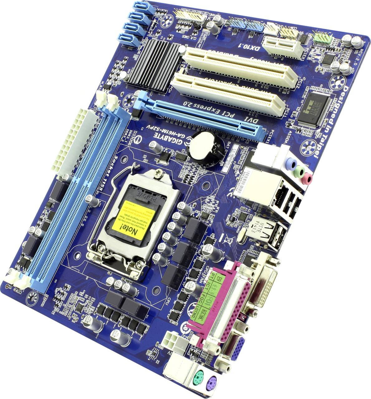 

Материнская плата GIGABYTE GA-H61M-S2PV (s1155, Intel H61, PCI-Ex16), б/у