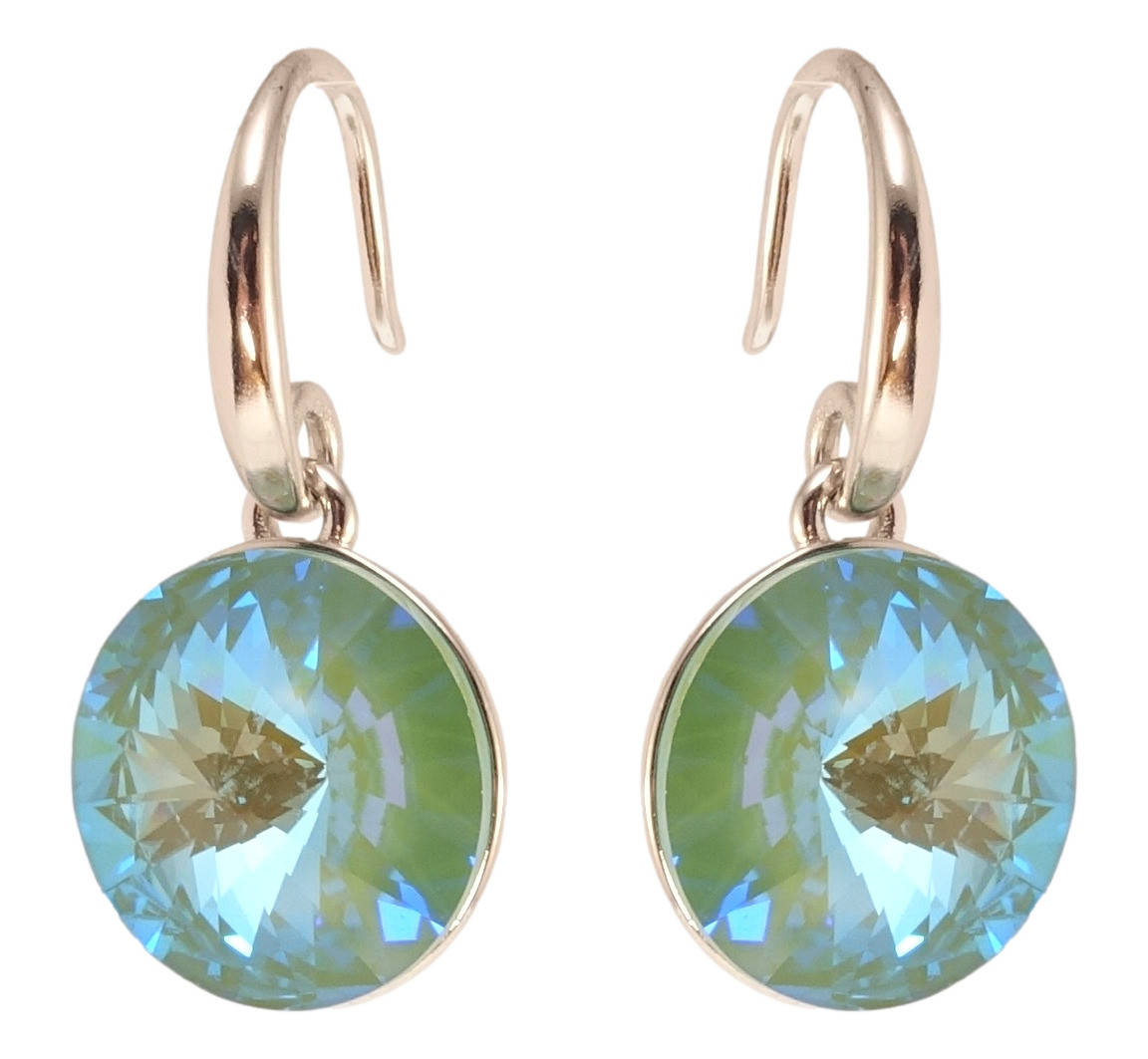 

Серьги ХР Родий с кр-ми Swarovski подвески французский замок "Кристалл Laguna Delite ø 14мм"