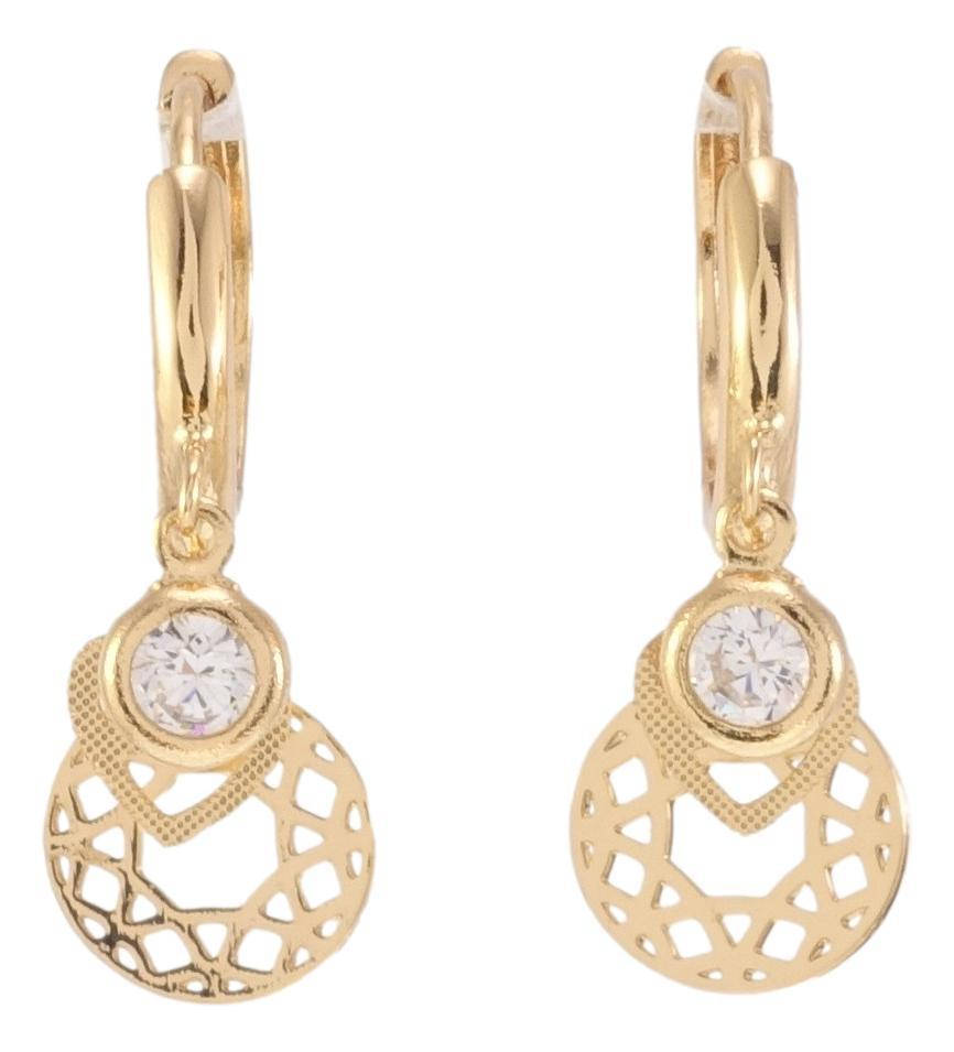 

Серьги Xuping Позолота 18K подвески "Резное колечко сердечко и кристалл"