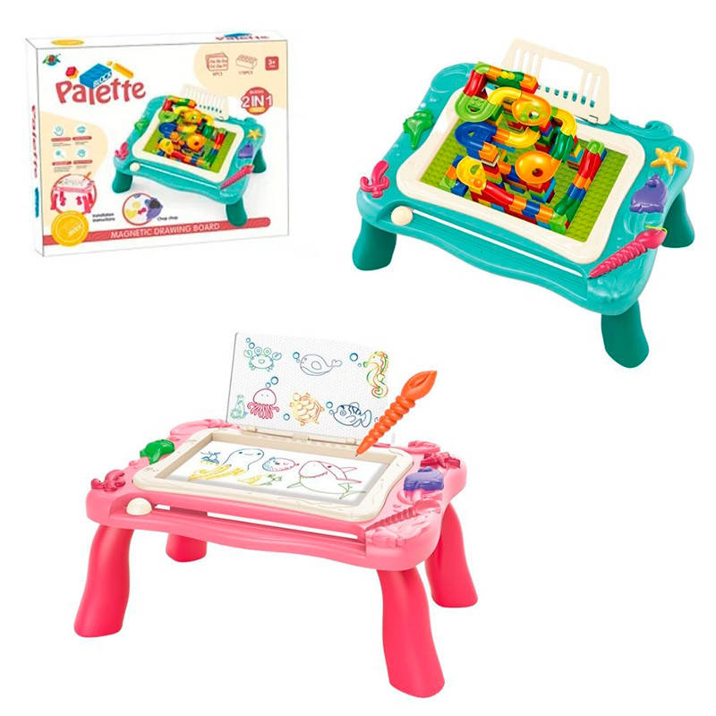 

Игровой столик 2 в 1 669-27А/28А, конструктор, магнитная доска