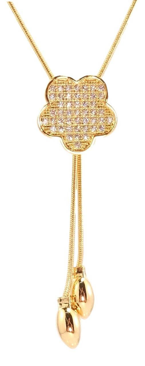 

Бегунок на цепочке Xuping Позолота 18K "Цветок инкрустация цирконий" длина 51-54см х 1мм