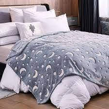 

Детский плед покрывало звезды светящийся в темноте 100х110 см Magic Blanket, Серый