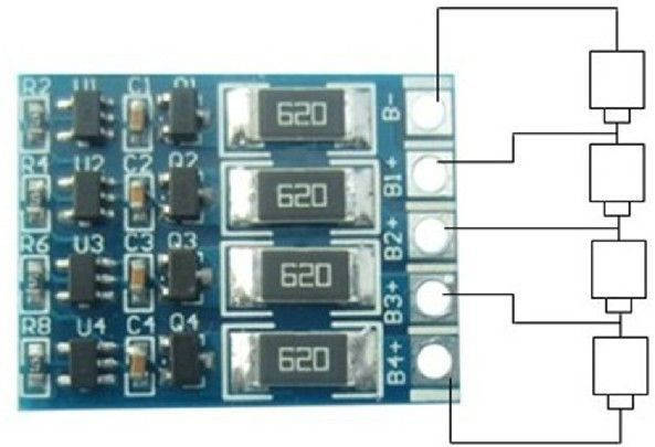 

Плата балансировки аккумуляторов 4S Li-Ion 16.8V / 60 mA