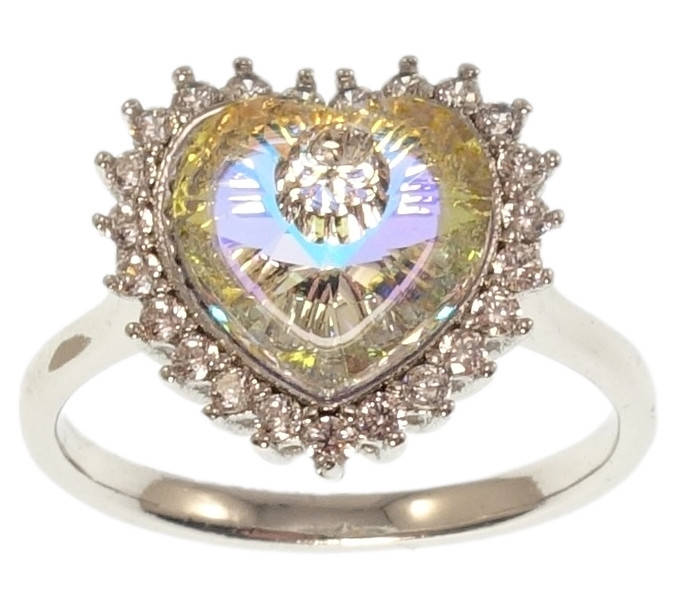 

Кольцо Xuping Родий с кристаллами Swarovski "Сердце Shimmer в обрамлении циркония" р.17,19