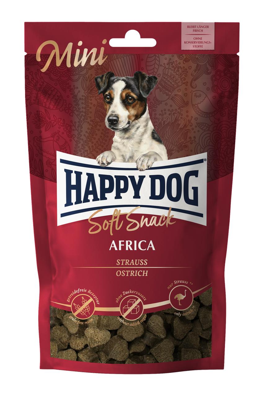 

Happy Dog Africa Mini лакомство со страусом и картофелем для малых пород собак 100 г