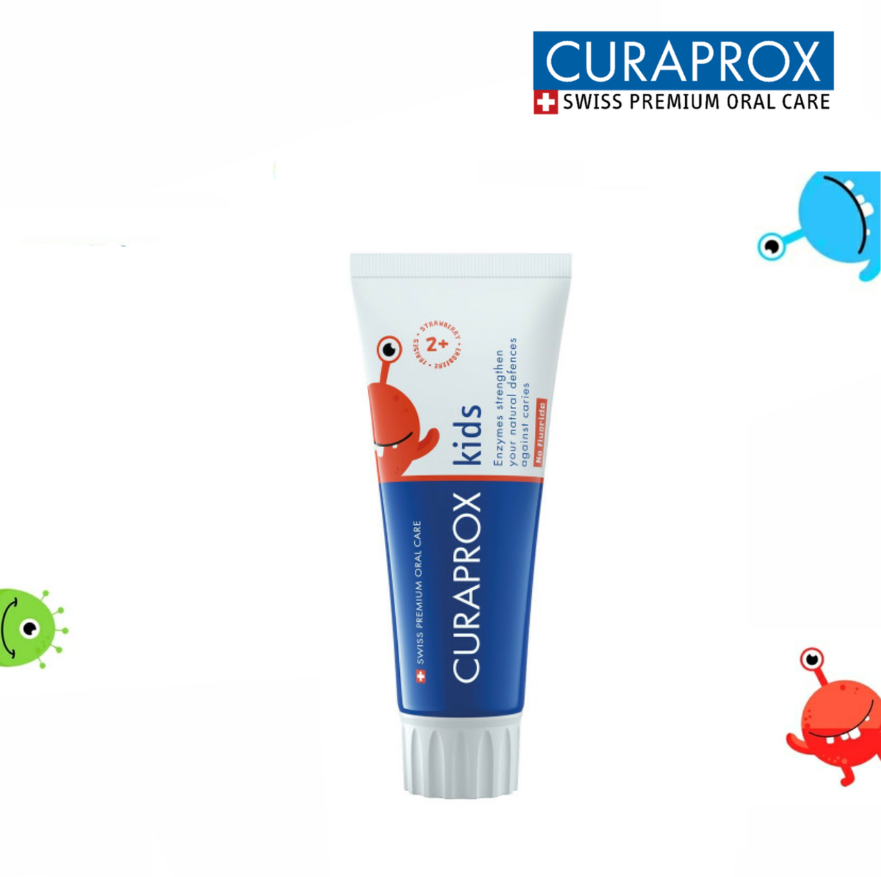

Детская зубная паста Curaprox Kids без фтора (от 2 лет), вкус клубники, 60 мл