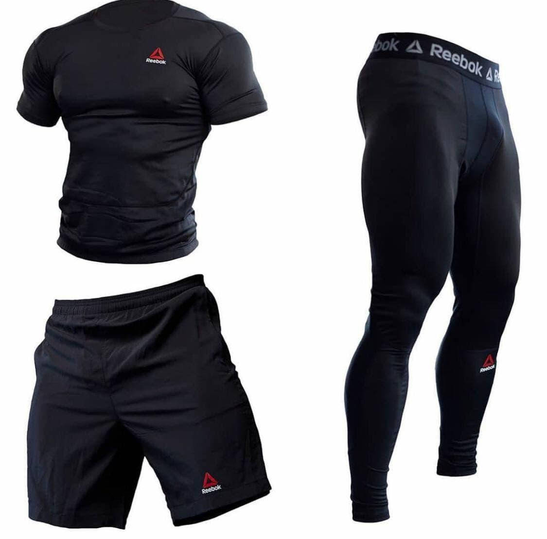 

Компрессионная одежда комплект 3 в 1 Reebok (Рибок) для тренировок Черный Пакистан "В СТИЛЕ"