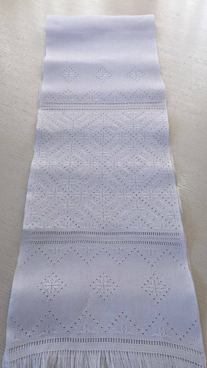 

Вишитий білий рушник "Орнамент" домоткане полотно ручної роботи 196*33 см