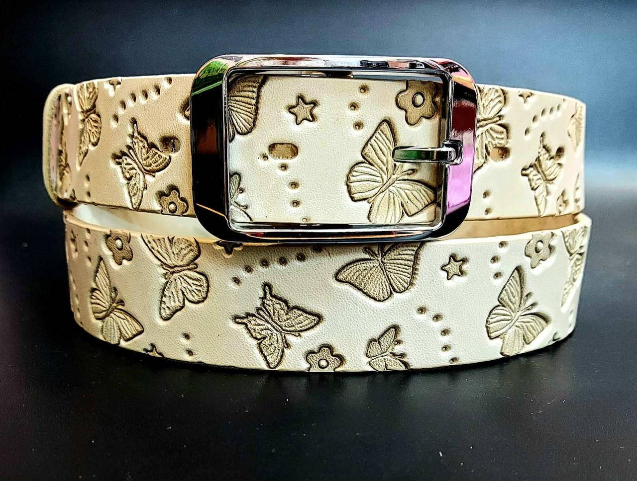 

Ремень женский натуральная кожа Бежевый Ширина 35 мм