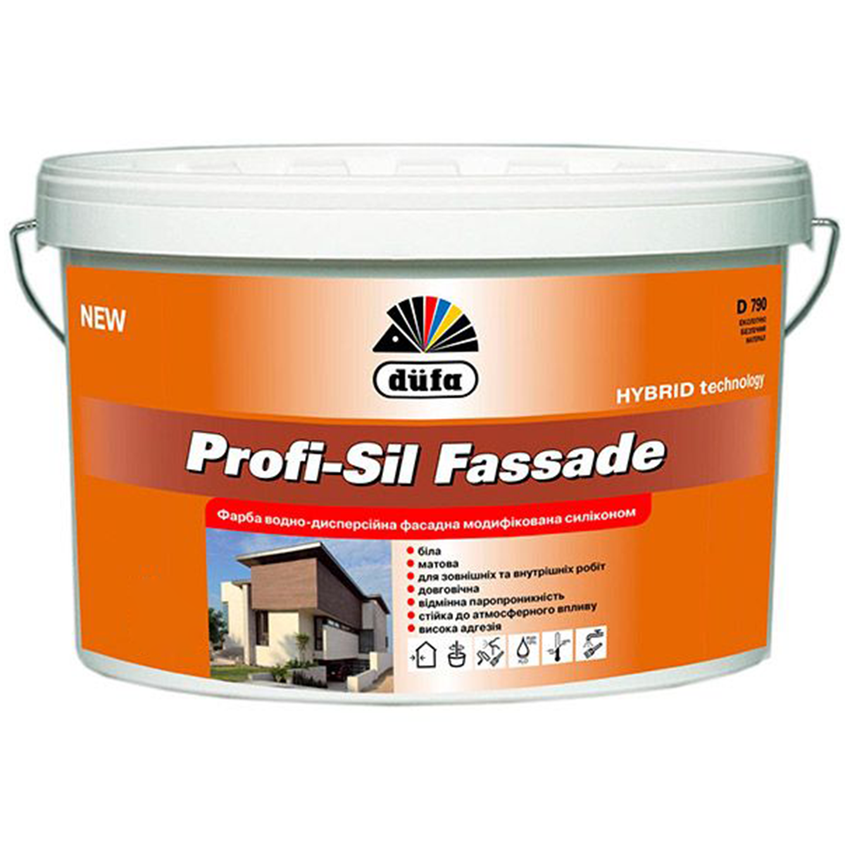 

Силиконовая фасадная краска Dufa Profi-Sil Fassade D790 2.5л, Белый