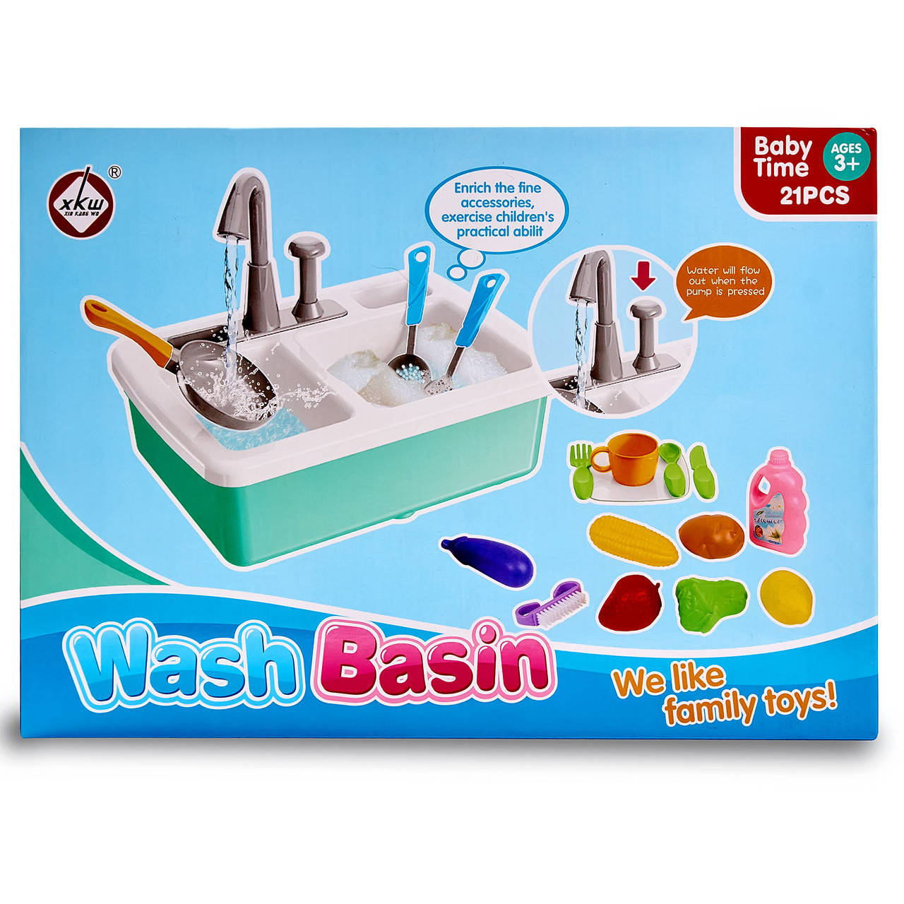 

Игровой набор "Кухонная мойка" с аксессуарами. Интерактивная детская кухня, льется вода. Подарок для девочки.