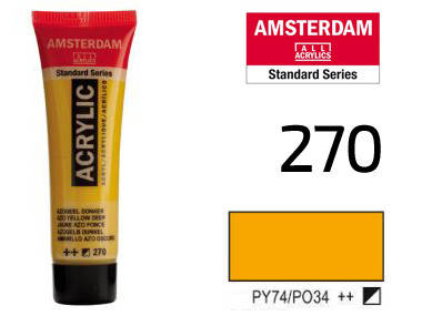 

Краска акриловая AMSTERDAM, (270) AZO Желтый темный, 20 мл, Royal Talens
