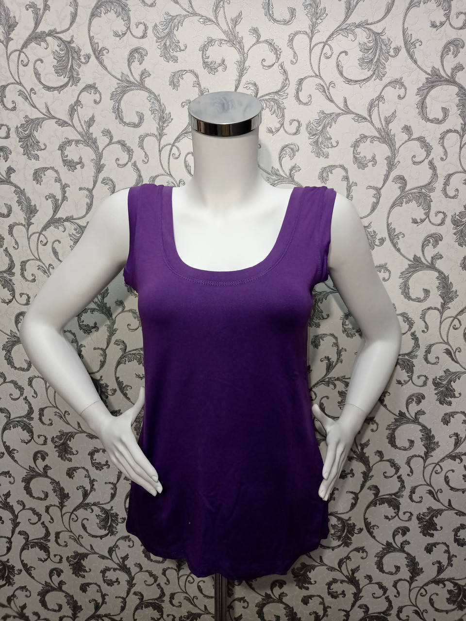 

Майка трикотажная женская однотонная универсал 52 54 батал фиолет