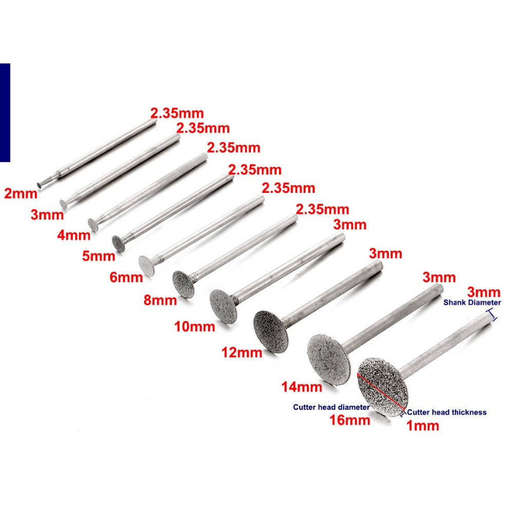 

Набор алмазных шлифувальных головок 10 шт ( хвостовик 2.35 -3.2 мм)