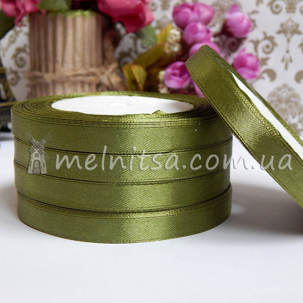 

Атласная лента 1 см, №108 оливковый, рулон 23 м