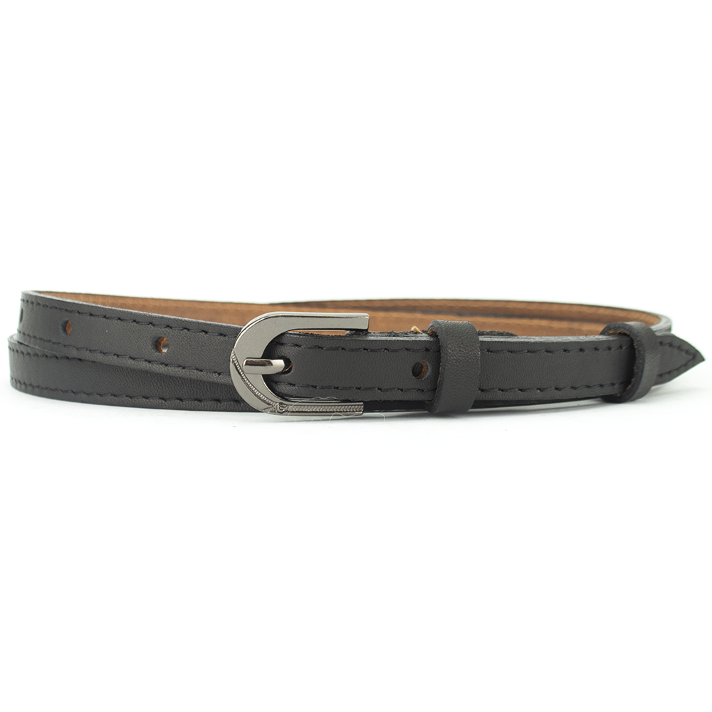 

Ремень кожаный женский узкий черный PS-1540 black (115 см)
