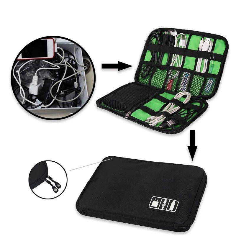 

Сумка для проводов и мелкой техники. Органайзер проводов черный