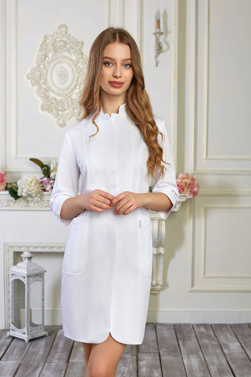 

Женский медицинский халат Розалия - Халат для косметолога, Белый