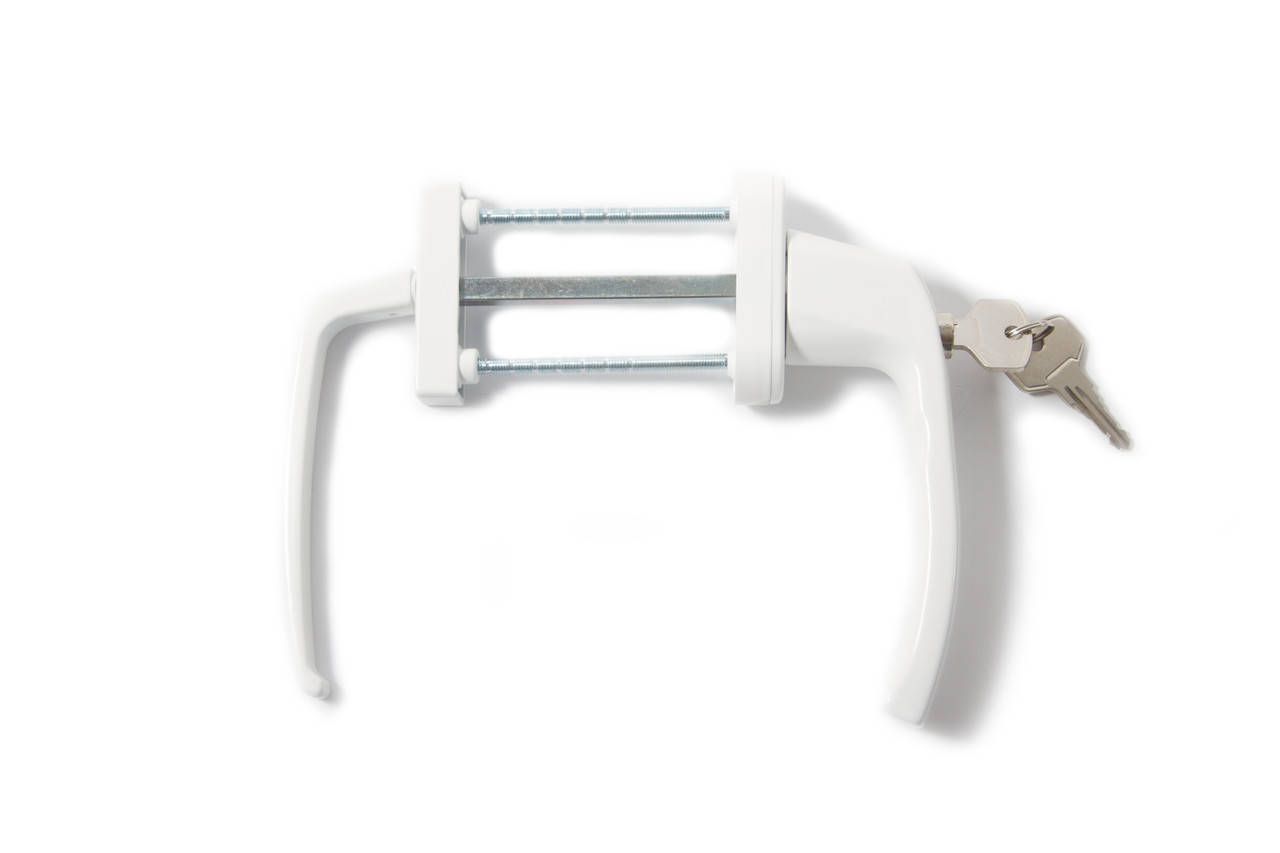 

Ручка балконная двухсторонняя узкая с ключиком белая, Белый