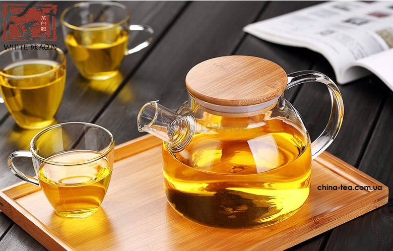 

Чайник стеклянный с деревянной крышкой, 1000 мл.