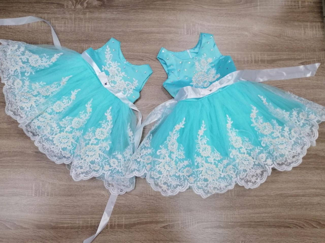 

Нарядное платье на годик "Кружево" на 1-5 лет, Мята