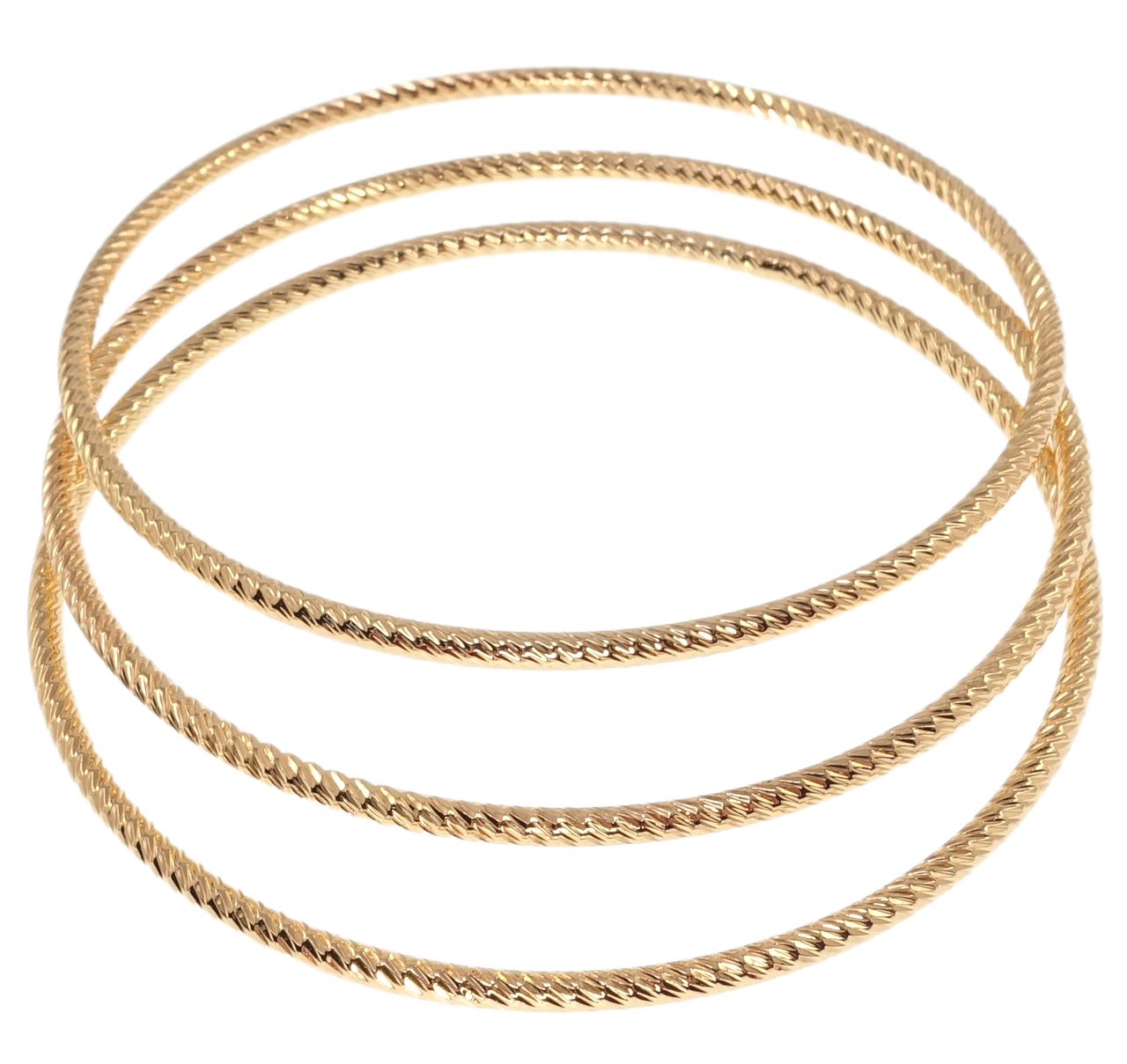 

Браслет Xuping M&L желтый оттенок "Классика с узором насечками 3 кольца" ø 6см