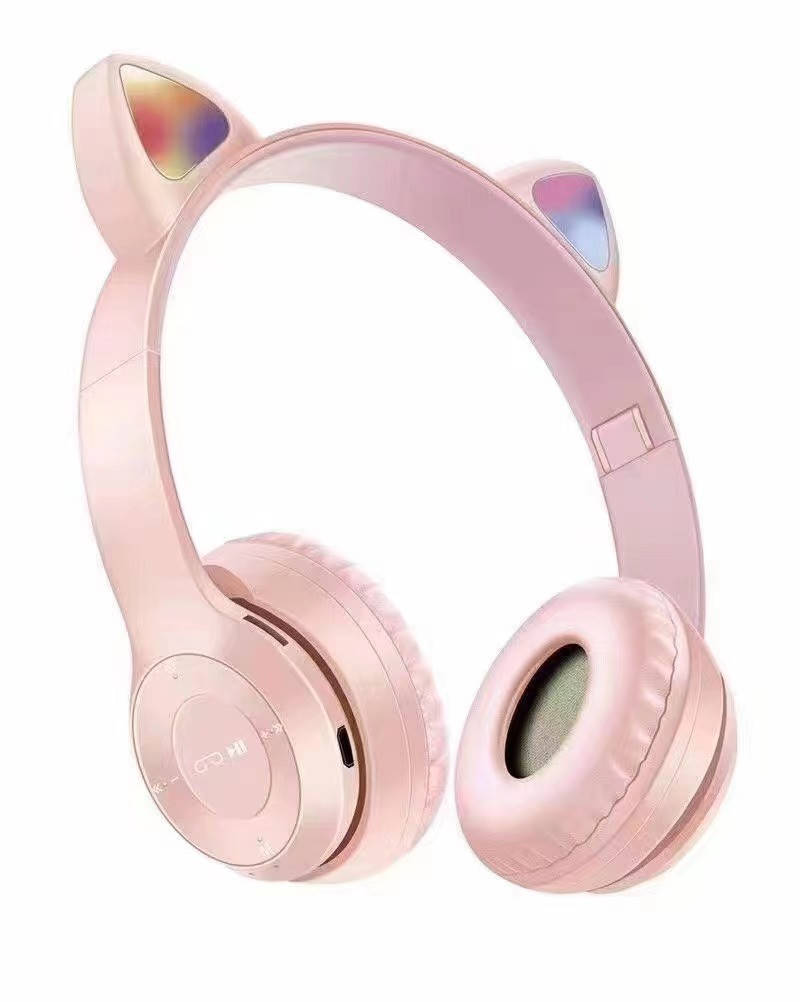 

Наушники Bluetooth с ушками и подсветкой Cat Miu Star P47 Розовые Пудровые, Розовый