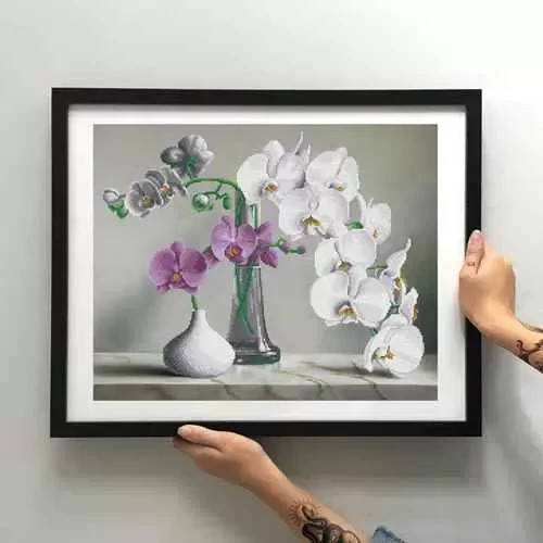 

Заготовка для вышивки ТМ Мосмара Орхидеи ММН-016 [Материал: Габардин подклеенный флизелином]