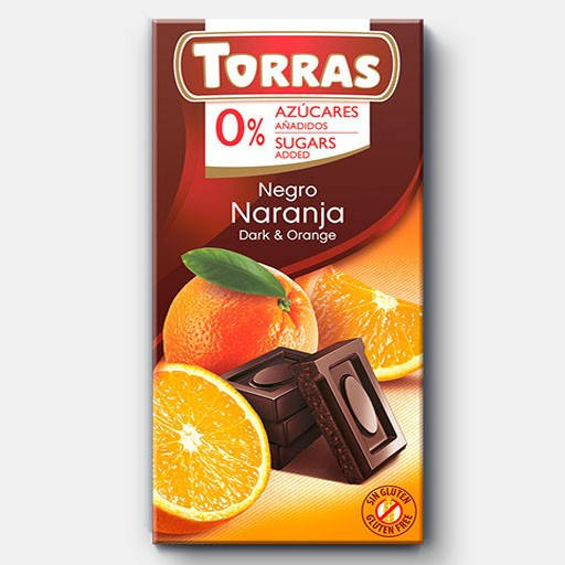 

Torras Negro Naranja, Черный шоколад с апельсином, без сахара, 75 г