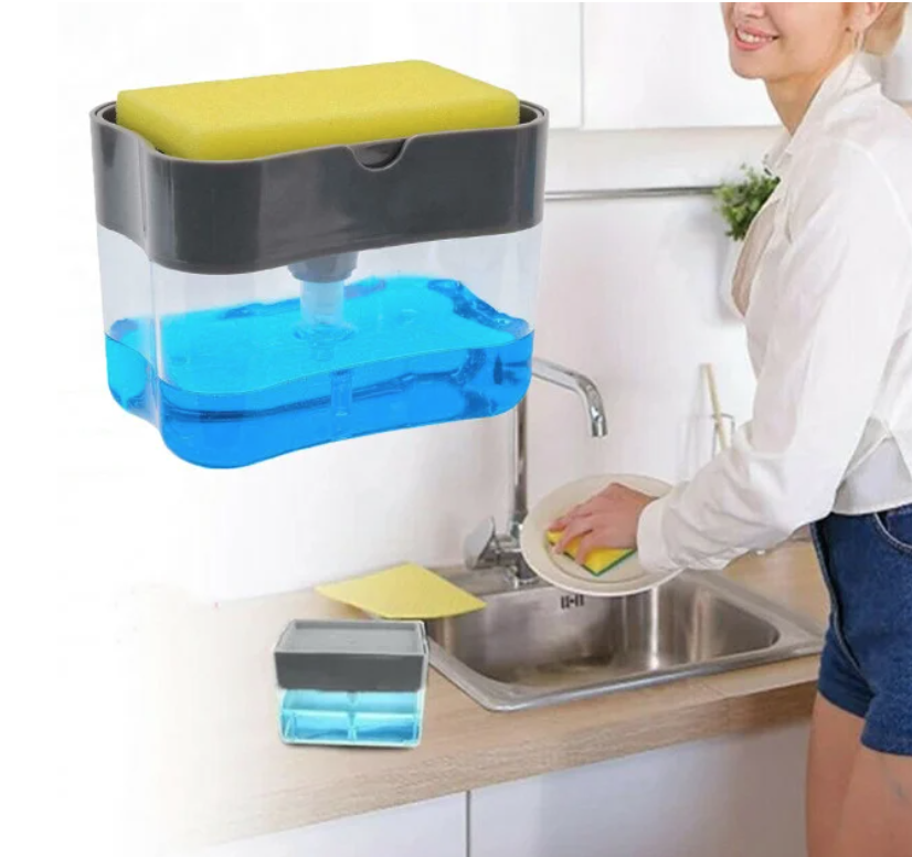 

Контейнер-диспенсер с губкой для кухни Sponge Caddy дозатор для моющего средства