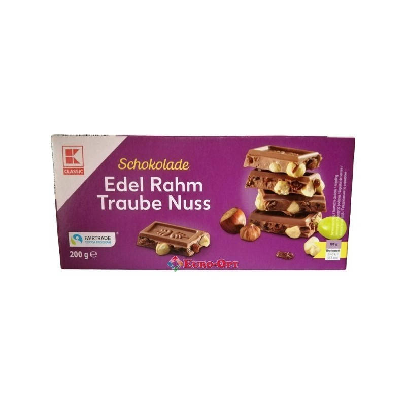 

Шоколад молочный K-Classic Edel Rahm Traube Nuss с орехами и изюмом 200 г Германия